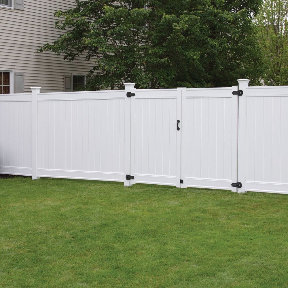 Freedom Emblem 6-ft H x 4-ft W White Privacy Vinyl Fence Gate Kit (Unassembled)