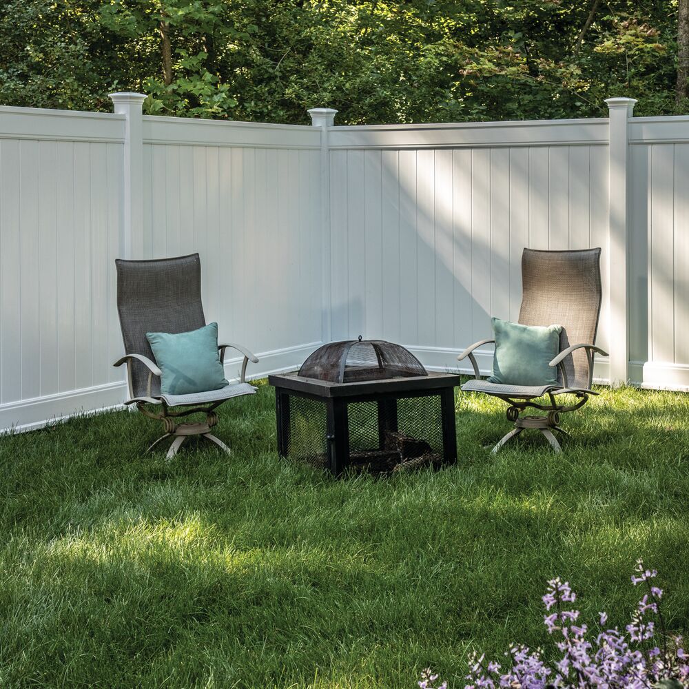 Freedom Emblem 8-ft H x 5-in W White Vinyl Corner Fence Post (Assembled)