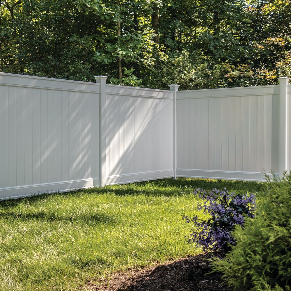 Freedom Emblem 8-ft H x 5-in W White Vinyl Corner Fence Post (Assembled)