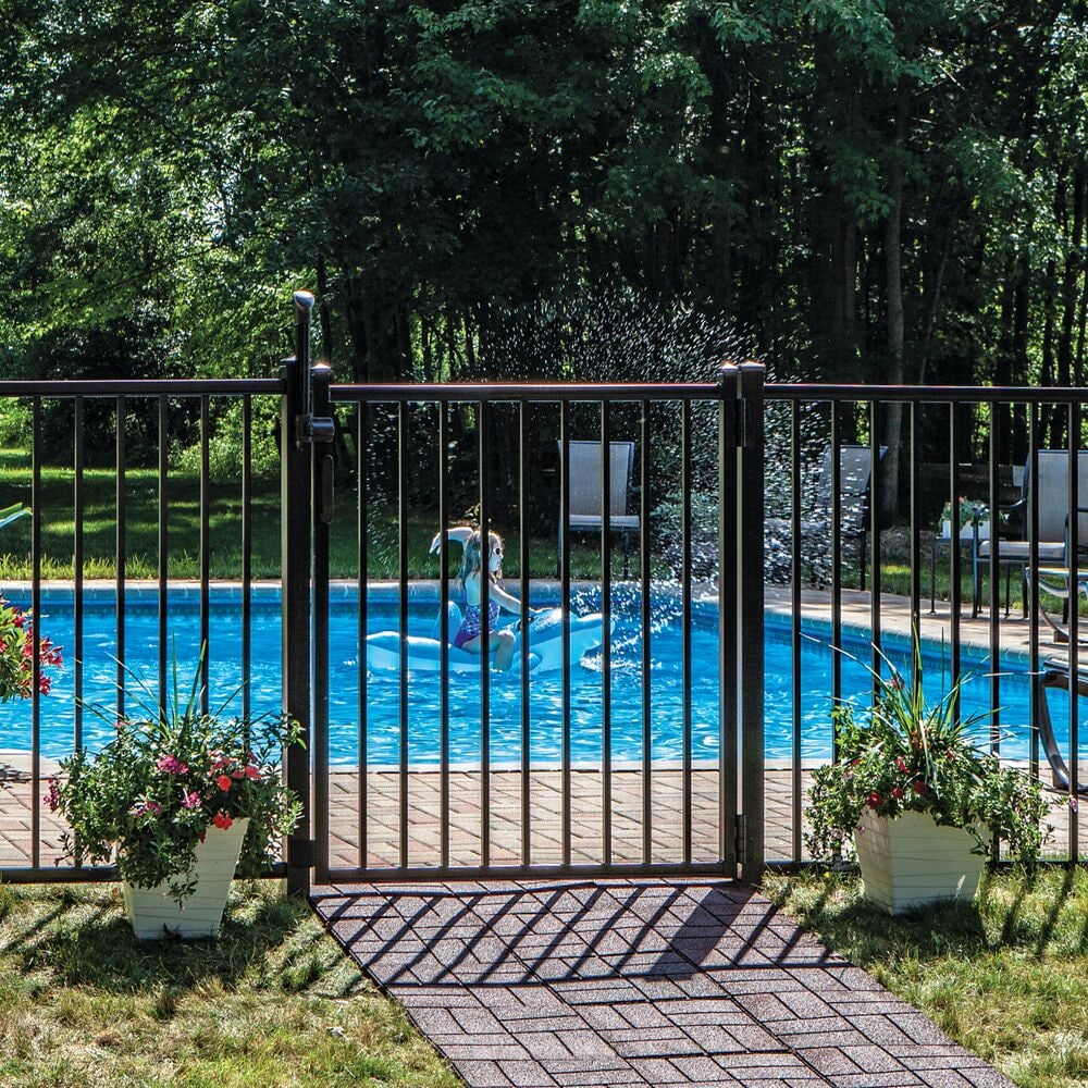 Freedom Easton 4-ft H x 6-ft W Black Aluminum Spaced Picket Flat-top Decorative Fence Panel