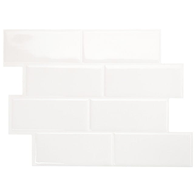 Smart Tiles Metro Blanco White 11-in x 11-in Glossy Resin Brick Subway Peel and Stick Wall Tile (2.21-sq. ft/ Carton)