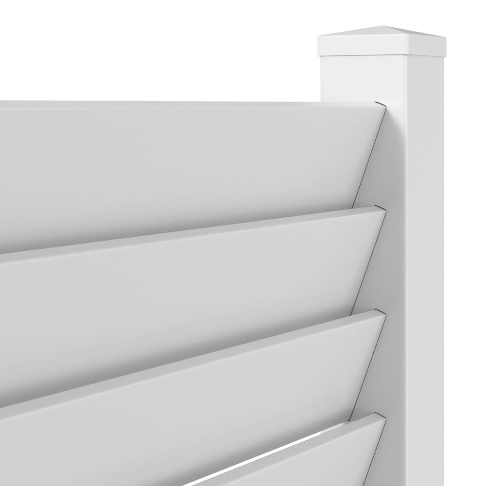Freedom Louvered 6-ft H x 6-ft W White Privacy Vinyl Fence Panel (Unassembled)
