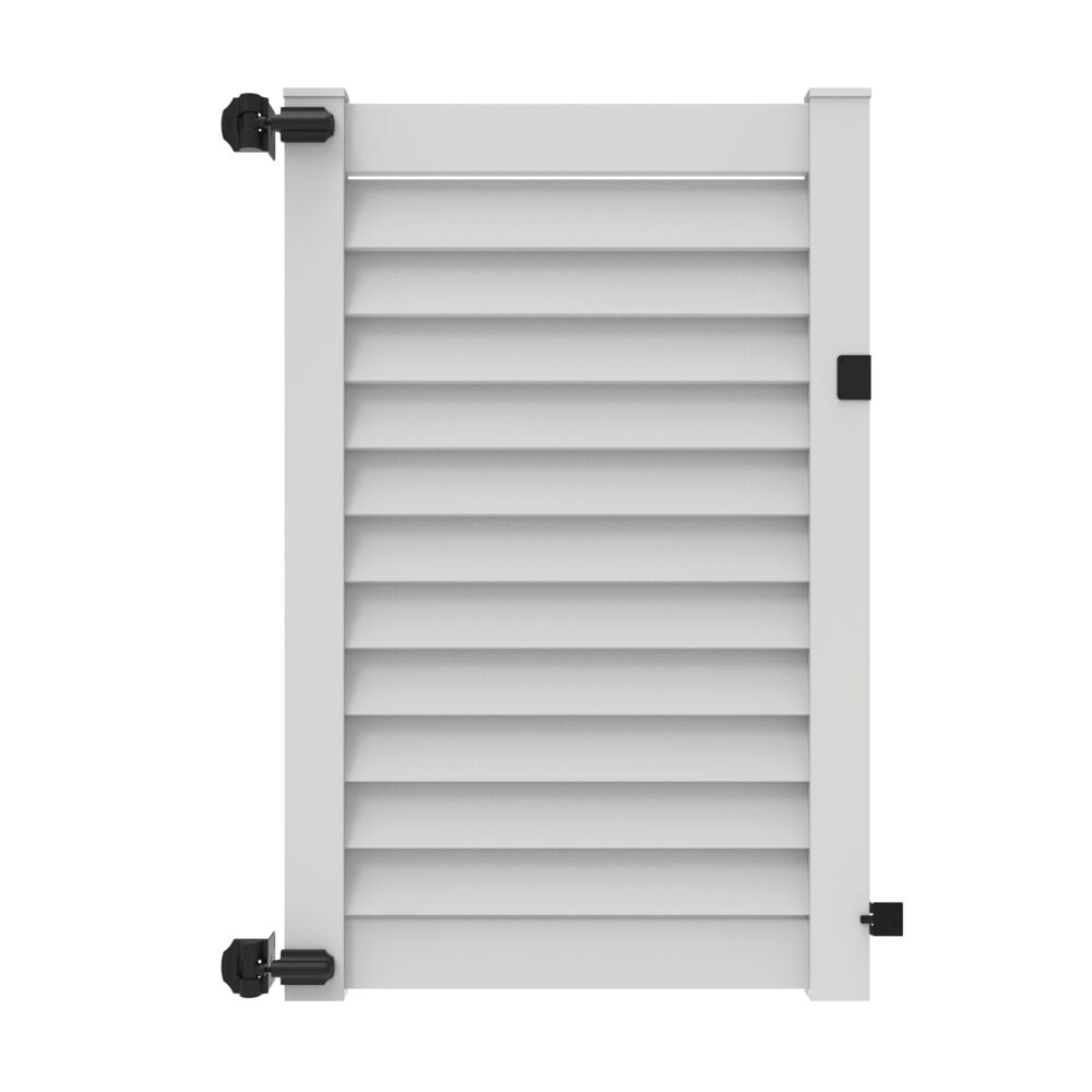 Freedom Louvered 6-ft H x 4-ft W White Vinyl Fence Gate Kit (Unassembled)