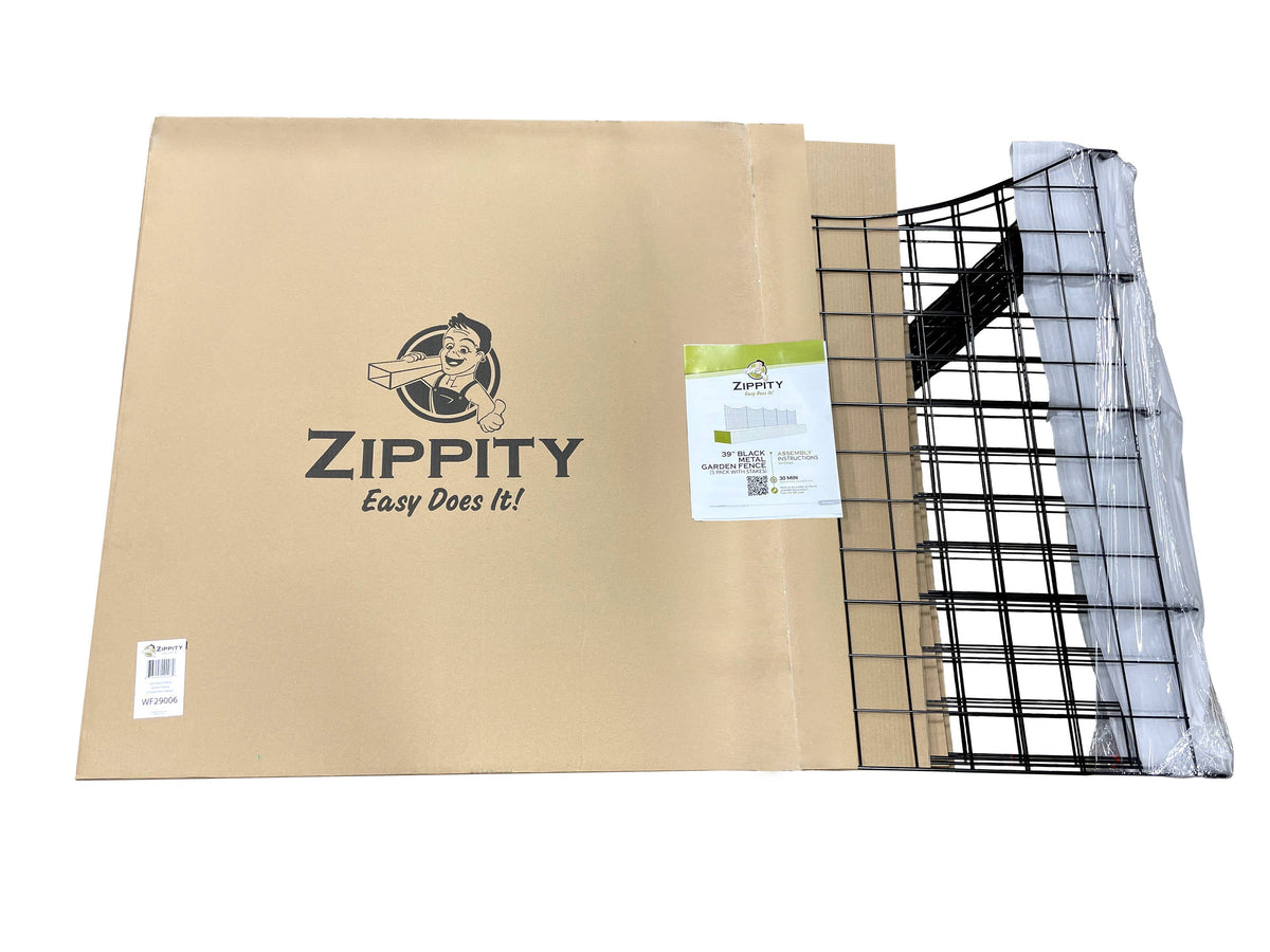 Zippity Outdoor Products 5 Panels 3-ft H x 3-ft W Black Galvanized Iron Scallop No Dig Garden Fence Panel