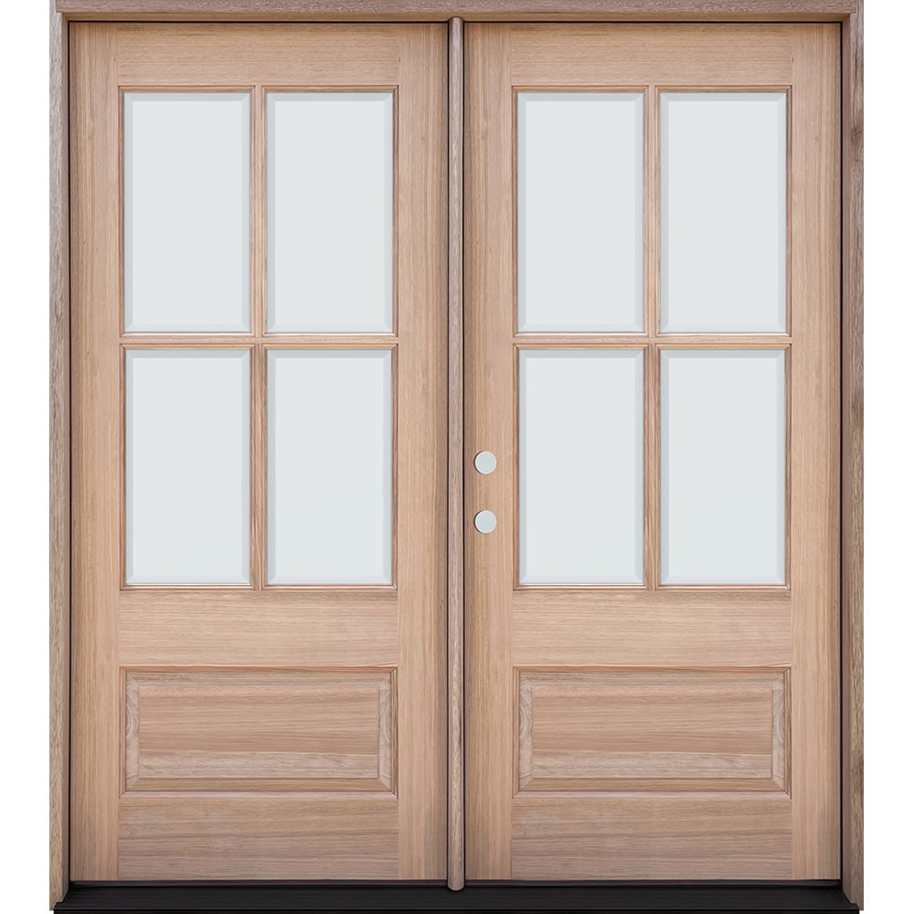 Greatview Doors 60-in x 80-in Mahogany 3/4 Lite Prehung Double Front Door