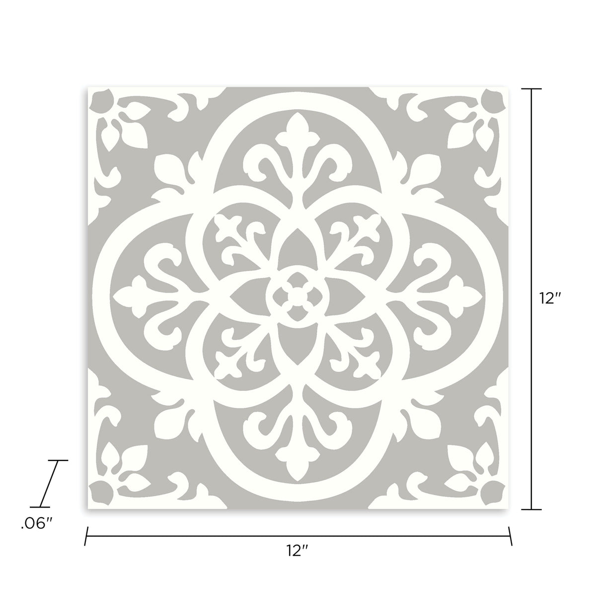 FloorPops Grey and White 2.76-mil x 12-in W x 12-in L Water Resistant Peel and Stick Vinyl Tile Flooring