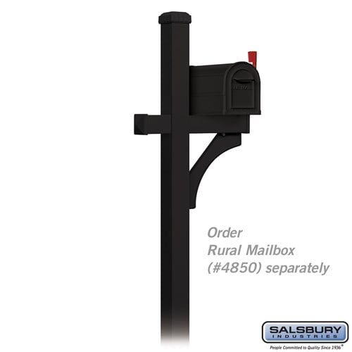 Deluxe Mailbox Post - 1 Sided - In-Ground Mounted - Black