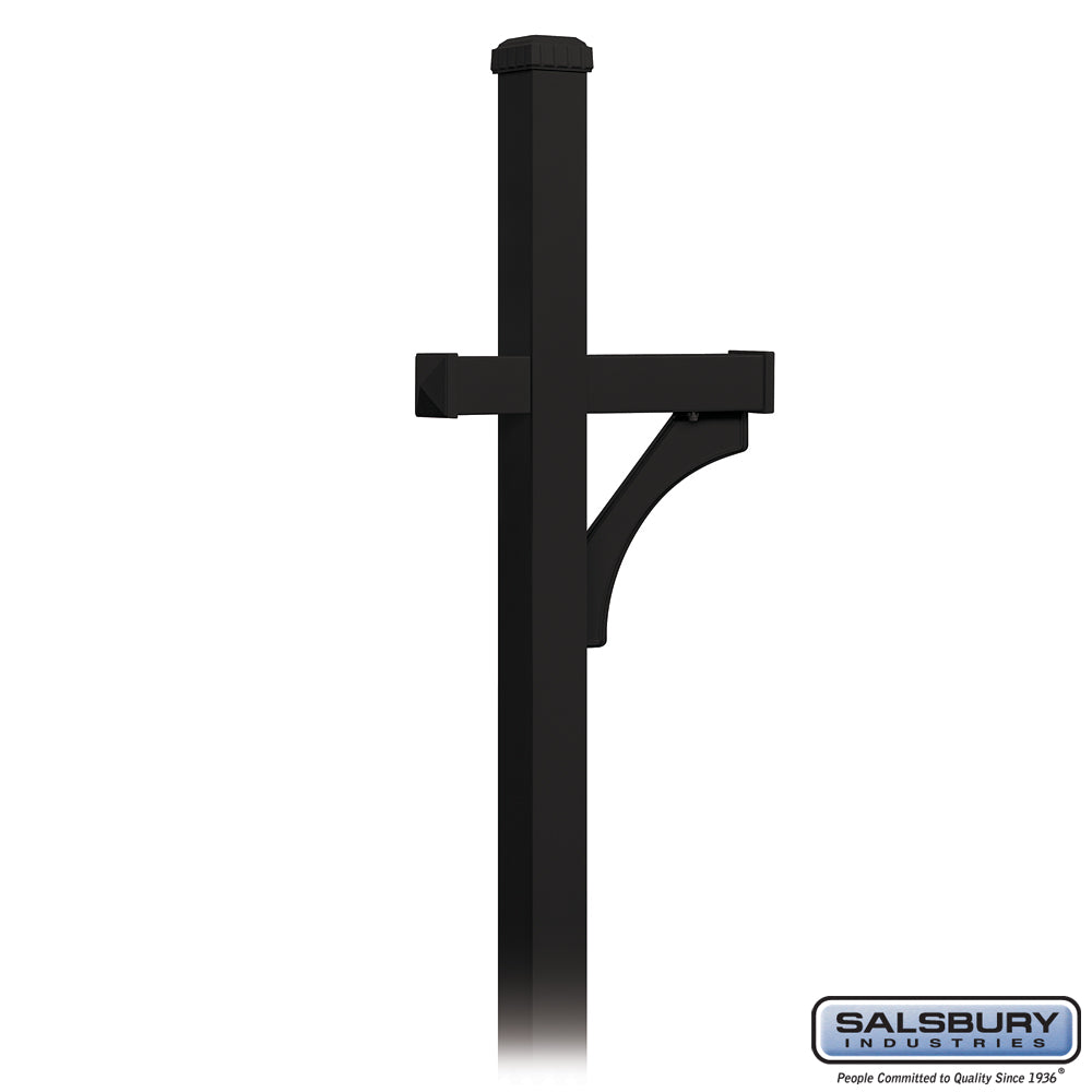 Deluxe Mailbox Post - 1 Sided - In-Ground Mounted - Black