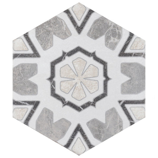Affinity Tile Mazzo Hex Deco Chroma 9-in x 10-in Matte Porcelain Encaustic Hexagon Floor and Wall Tile product image