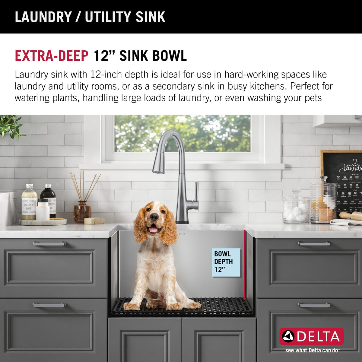 Delta 18-in x 24-in Stainless Steel Undermount Laundry Sink with Drain