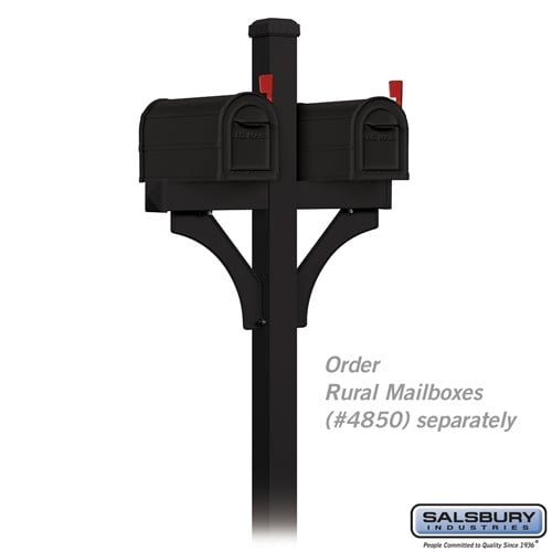 Deluxe Mailbox Post - Two-Sided for Two Mailboxes - In-Ground Mounted - Black