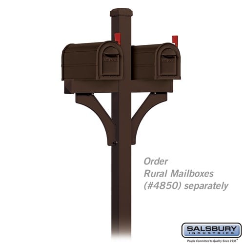 Deluxe Mailbox Post - 2 Sided for Two Mailboxes, In-Ground Mounted, Bronze