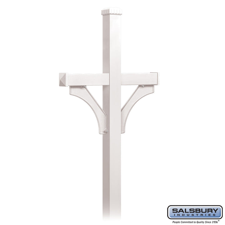 Deluxe Mailbox Post - 2 Sided for Two Mailboxes, In-Ground Mounted, White