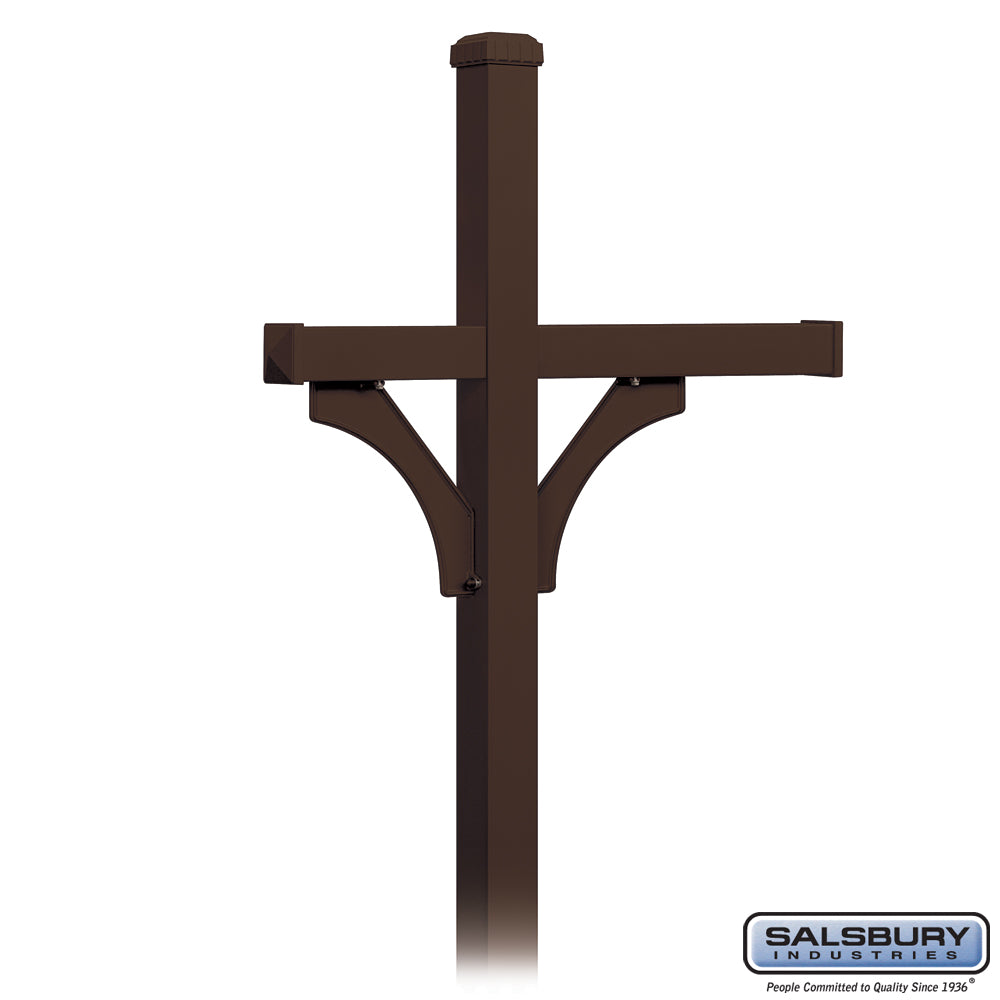 Deluxe Mailbox Post - 2 Sided for 3 Mailboxes - In-Ground Mounted - Bronze