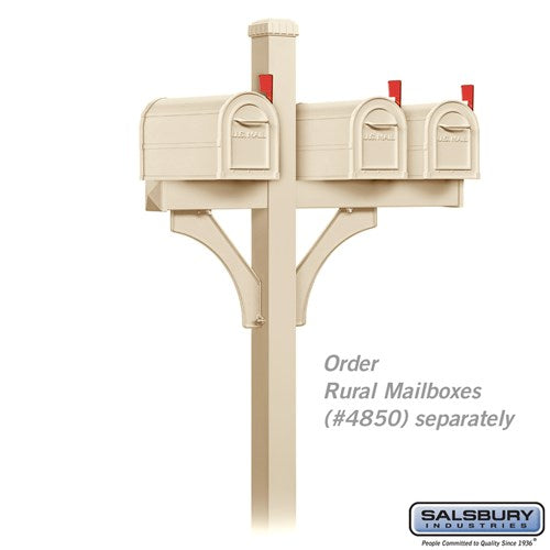 Deluxe Mailbox Post - 2 Sided for 3 Mailboxes - In-Ground Mounted - Sandstone