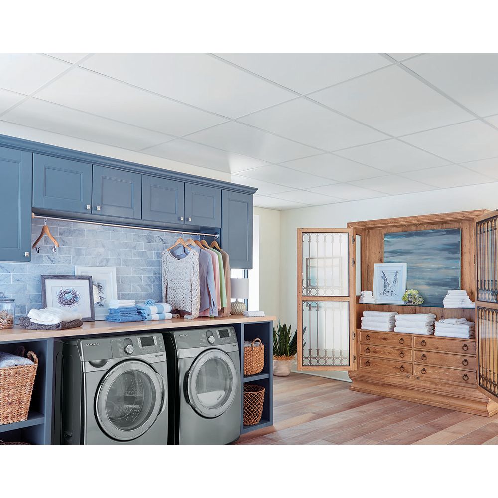 Armstrong Ceilings 48-in x 24-in Plain White 8-Pack Smooth 15/16-in Drop Acoustic Panel Ceiling Tiles