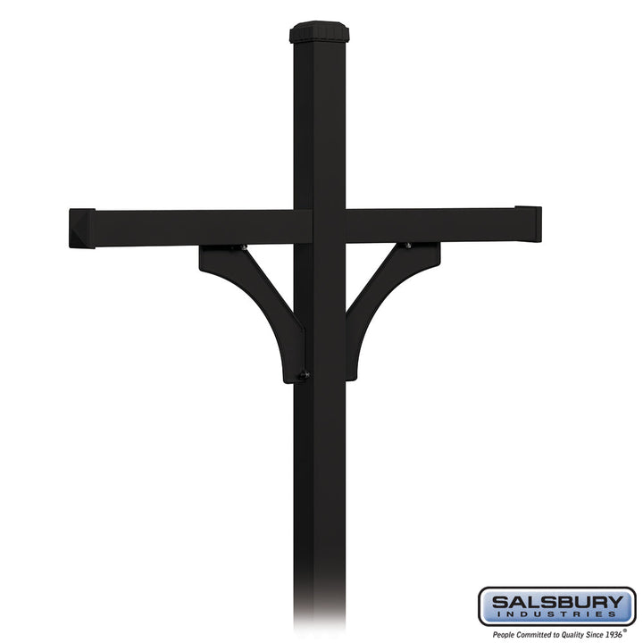 Deluxe Mailbox Post - 2 Sided for 4 Mailboxes - In-Ground Mounted - Black