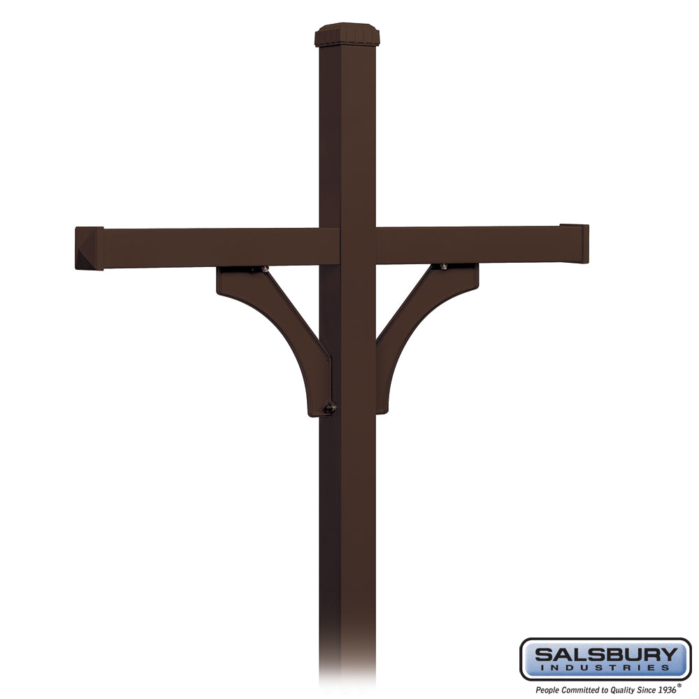 Deluxe Mailbox Post - 2 Sided for Two Mailboxes, In-Ground Mounted, Bronze
