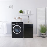 Transolid Matte Black Freestanding Laundry Sink with Cabinet and Faucet - 21.8x22.4 in