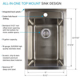 Transolid Gloss White Freestanding Laundry Sink with Cabinet and Faucet