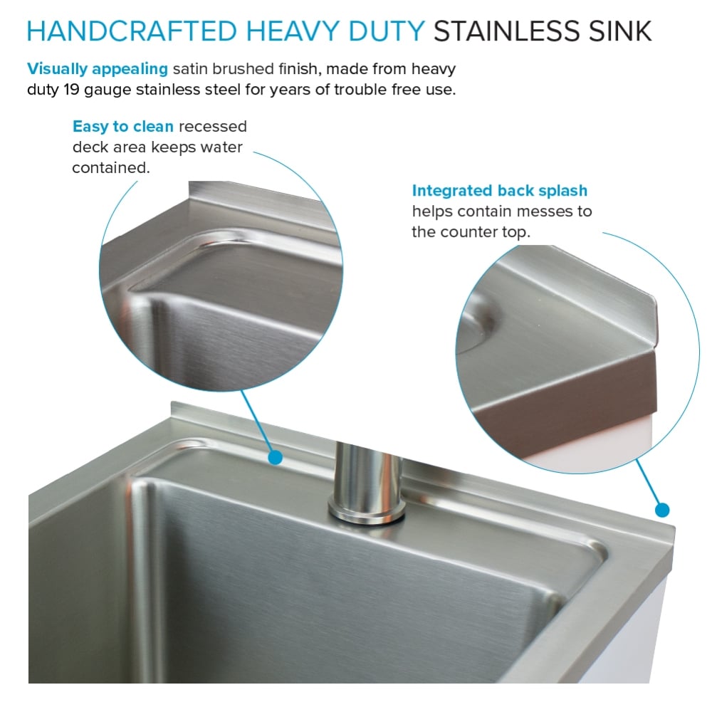 Transolid Freestanding Laundry Sink with Cabinet and Faucet - Gloss White