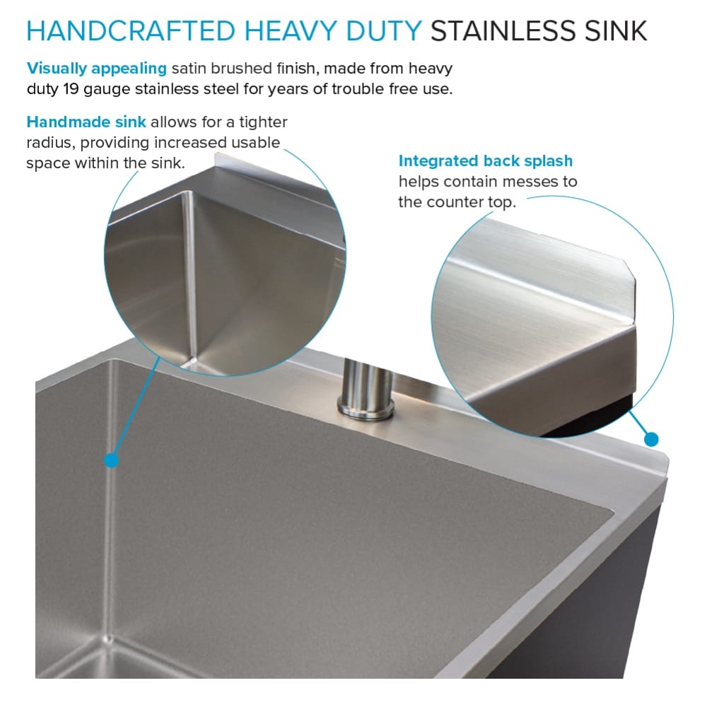 Transolid Matte Black Freestanding Laundry Sink with Cabinet and Faucet - 21.8x22.4 in
