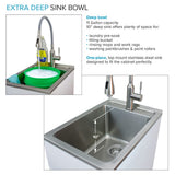 Transolid Gloss White Freestanding Laundry Sink with Cabinet and Faucet