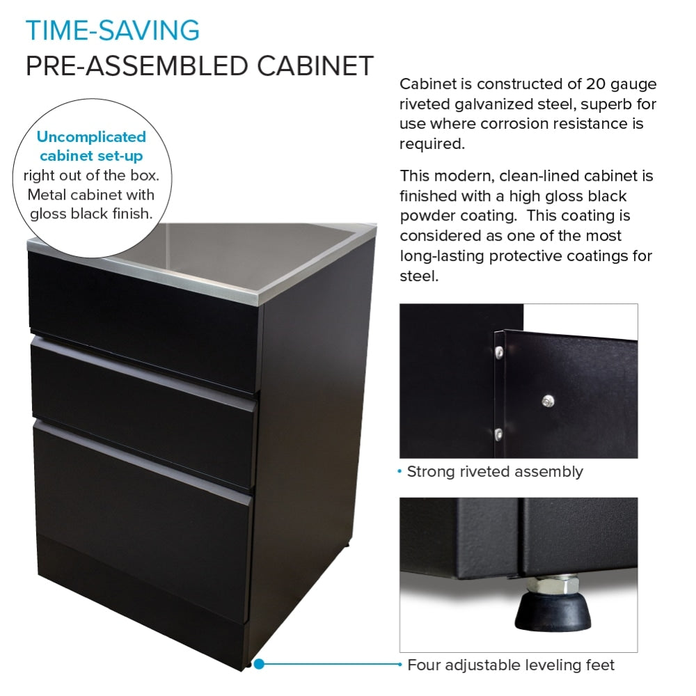 Transolid Matte Black Freestanding Laundry Sink with Cabinet and Faucet