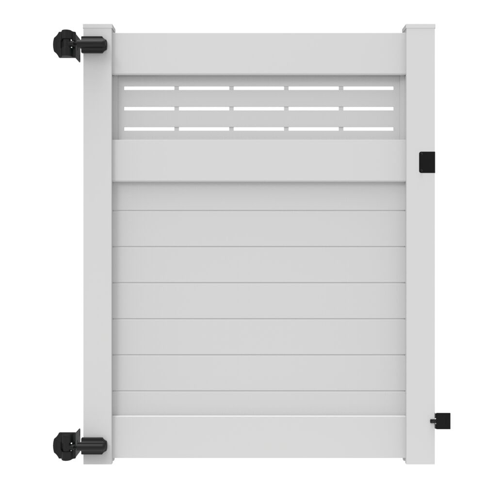 Freedom Barington/Newbeck DSP 6-ft H x 5-ft W White Vinyl Flat-top Fence Gate (Unassembled)