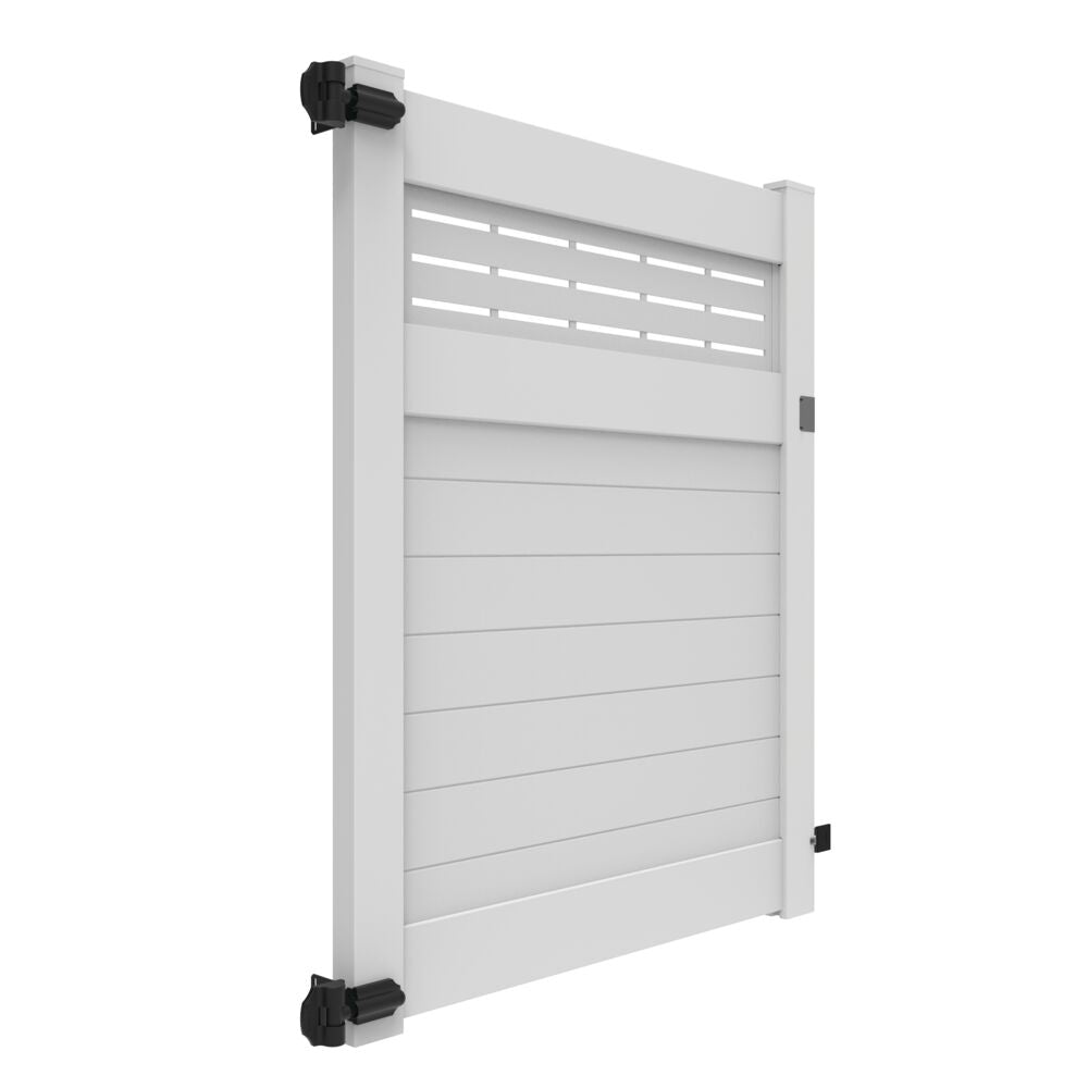 Freedom Barington/Newbeck DSP 6-ft H x 5-ft W White Vinyl Flat-top Fence Gate (Unassembled)