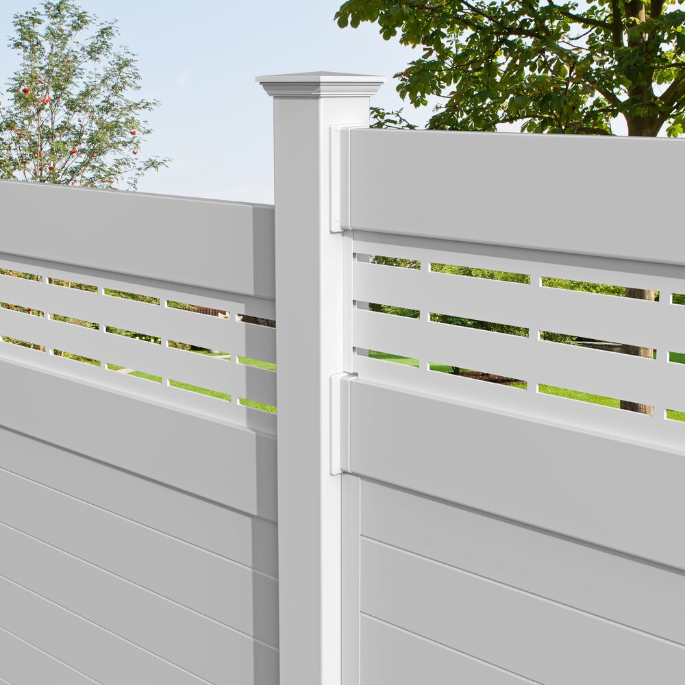 Freedom Barington/Newbeck DSP 9-ft H x 5-in W White Vinyl Line Fence Post (Assembled)