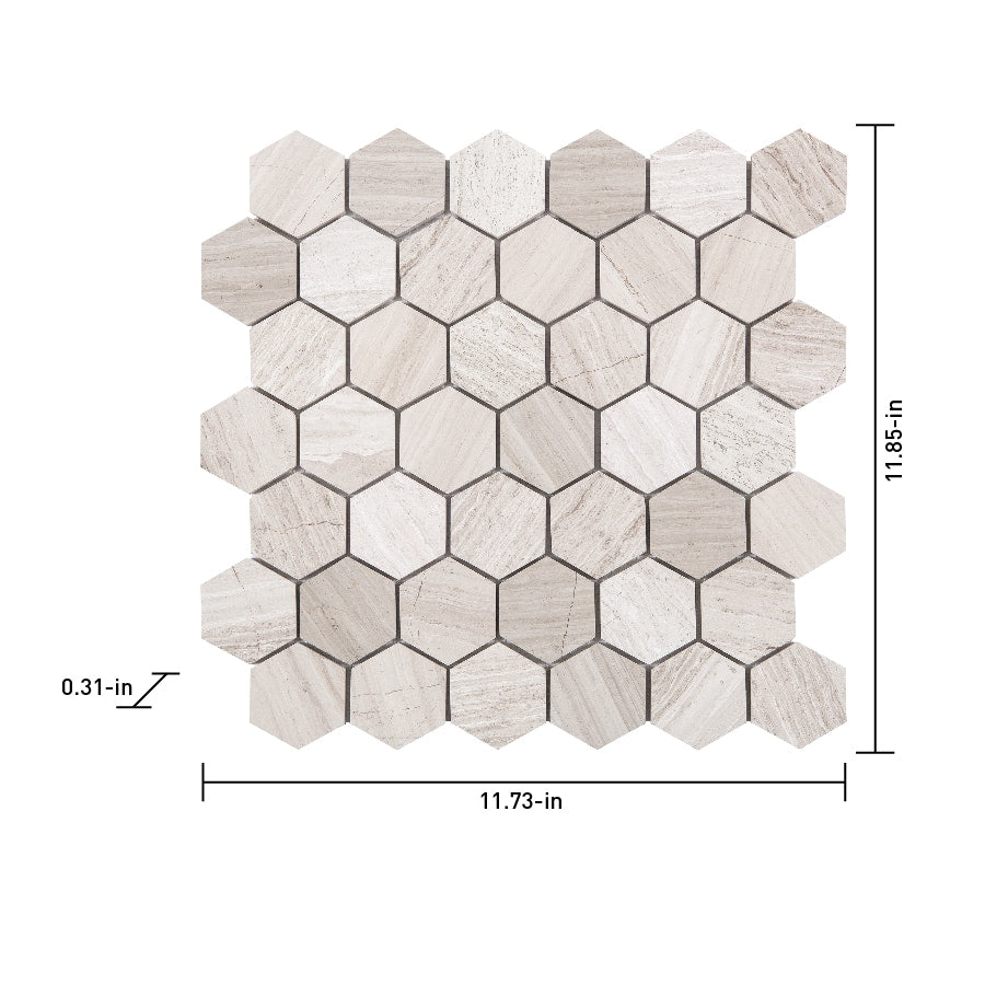Satori Mystery 12-in x 12-in Polished Natural Stone Look Hexagon Mosaic Floor and Wall Tile (0.96-sq. ft/ Piece)