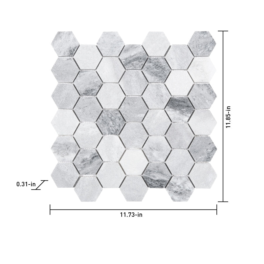 Satori Storm Polished 12-in x 12-in Natural Marble Hexagon Mosaic Wall & Floor Tile (0.96-sq ft Sheet)