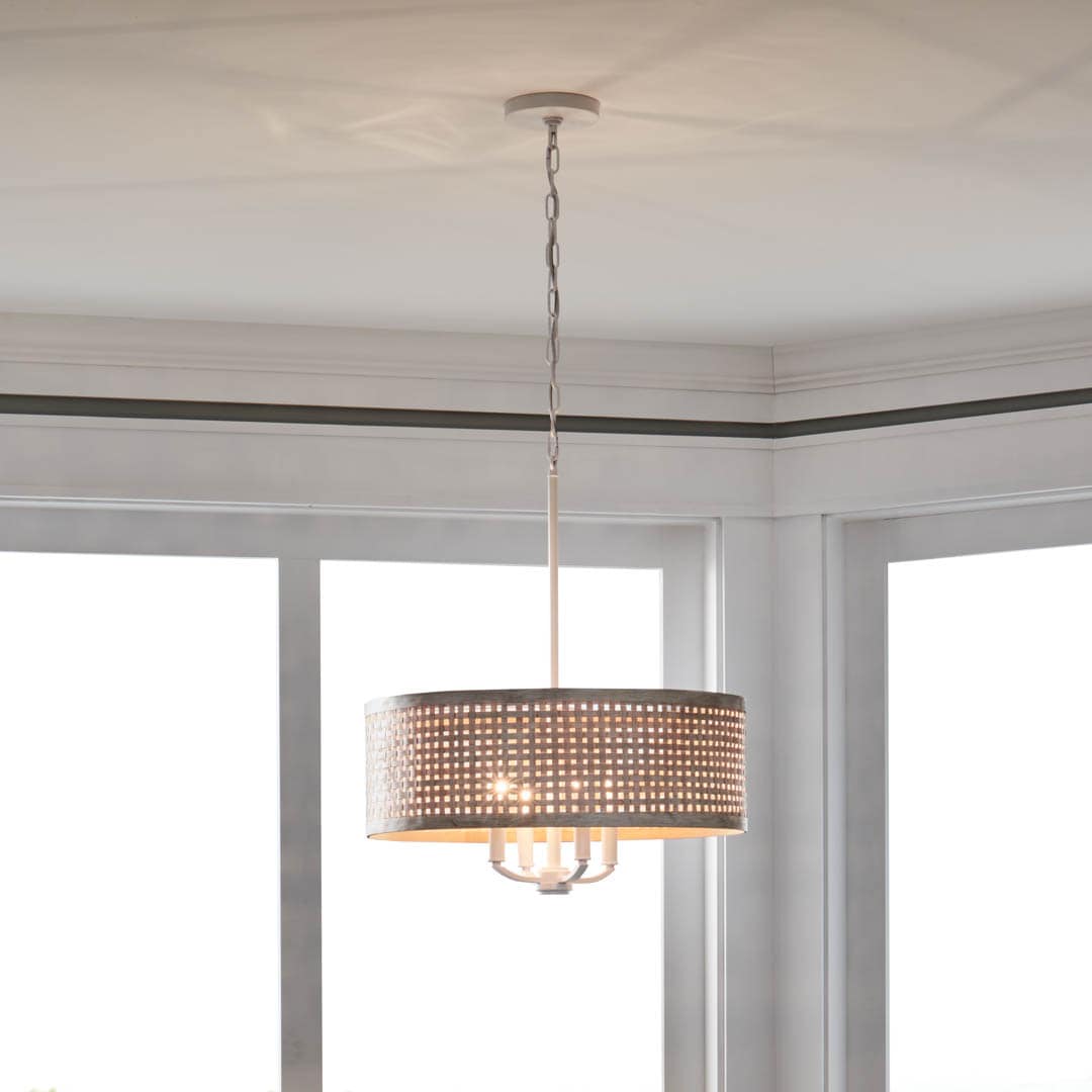 Kichler Sayulita 4-Light White Coastal Drum Medium Hanging Pendant Light
