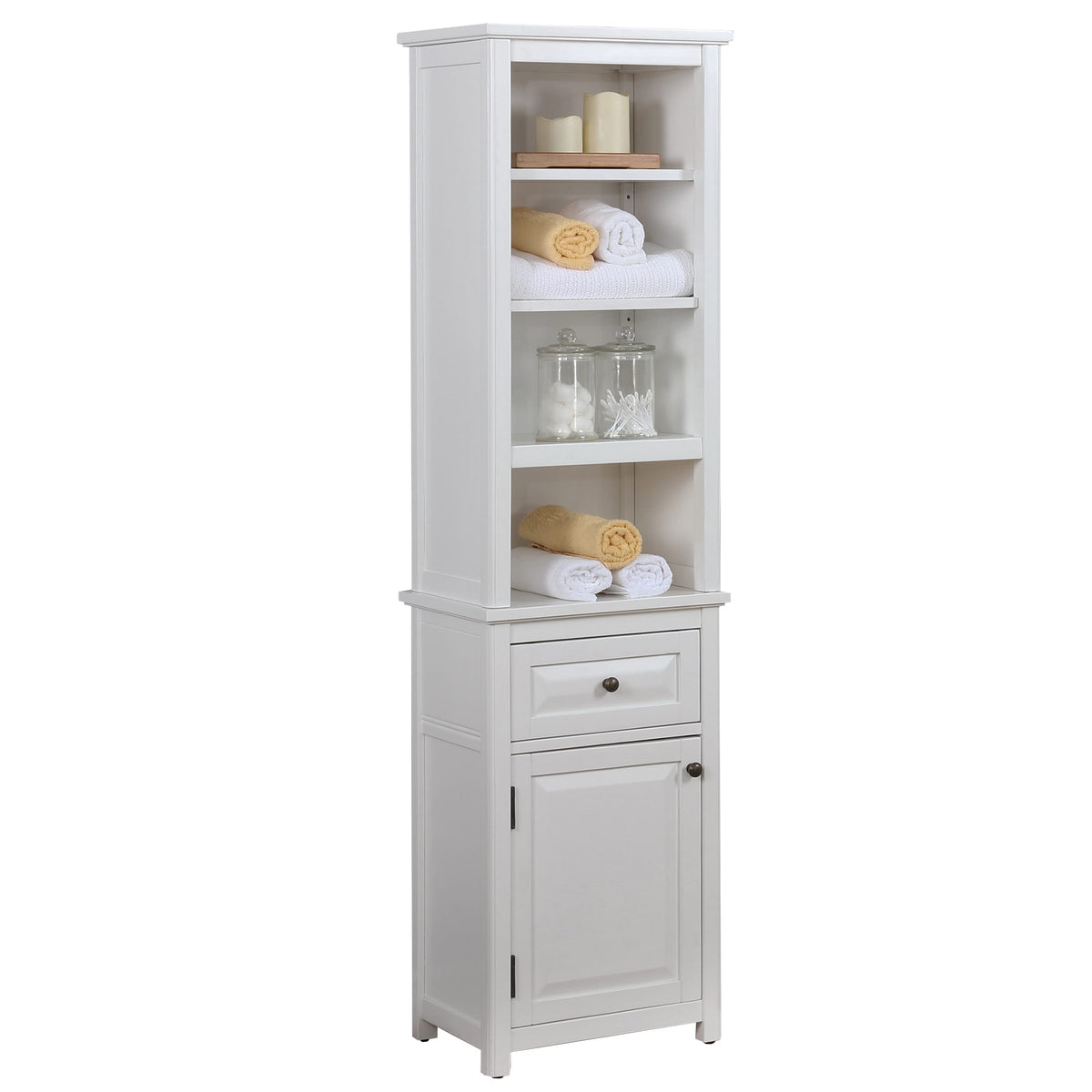 Alaterre Furniture Dorset 17-in x 65-in x 13-in White Wood Freestanding Linen Cabinet