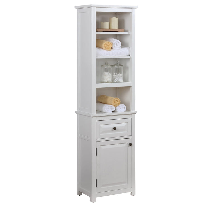 Alaterre Furniture Dorset 17-in x 65-in x 13-in White Wood Freestanding Linen Cabinet
