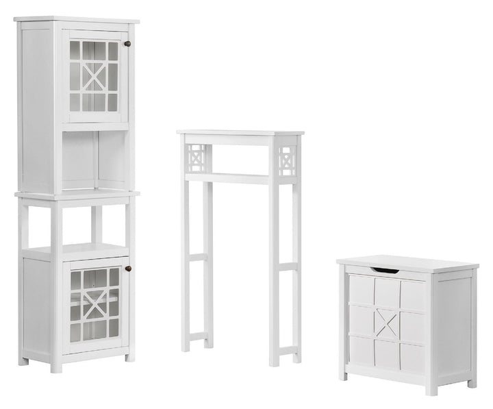 Alaterre Furniture 27-in x 44-in x 8-in White Wood Freestanding Linen Cabinet