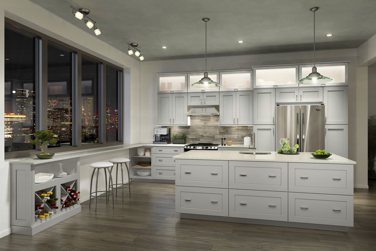 allen + roth Stonewall 27-in W x 34.5-in H x 24-in D Stone 3-Drawer Base Fully Assembled Cabinet (Flat Panel Style)