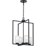 Progress Lighting Rexington 4-Light Matte Black Modern/Contemporary Etched Glass Cylinder Medium Hanging Pendant Light