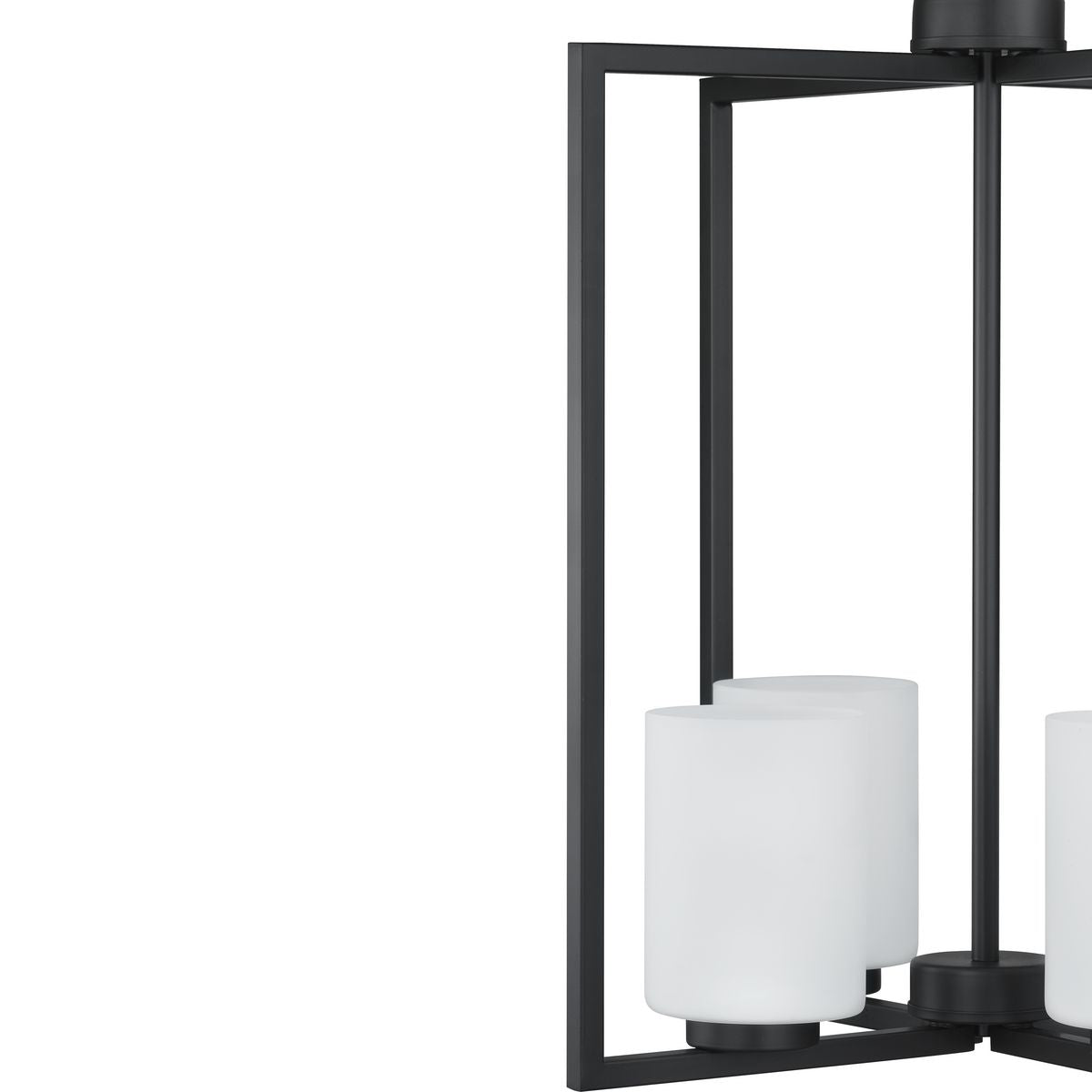 Progress Lighting Rexington 4-Light Matte Black Modern/Contemporary Etched Glass Cylinder Medium Hanging Pendant Light