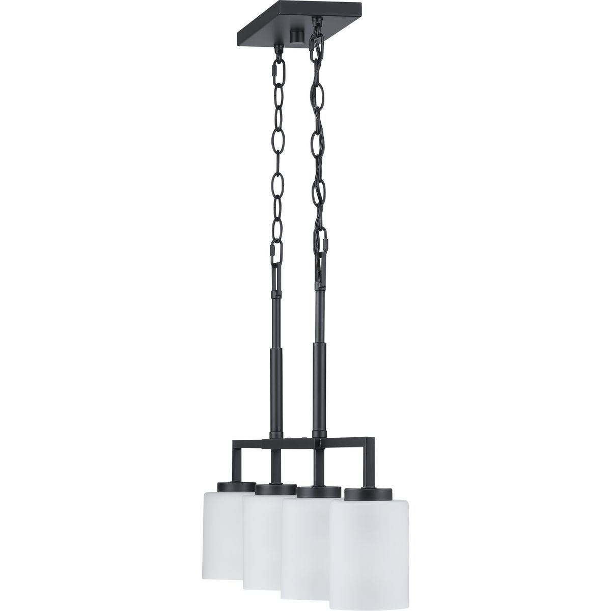 Progress Lighting Rexington 4-Light Matte Black Modern/Contemporary Etched Glass Linear Large Hanging Kitchen Island Light