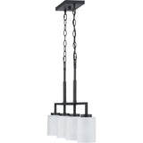 Progress Lighting Rexington 4-Light Matte Black Modern/Contemporary Etched Glass Linear Large Hanging Kitchen Island Light