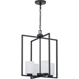 Progress Lighting Rexington 4-Light Matte Black Modern/Contemporary Etched Glass Cylinder Medium Hanging Pendant Light