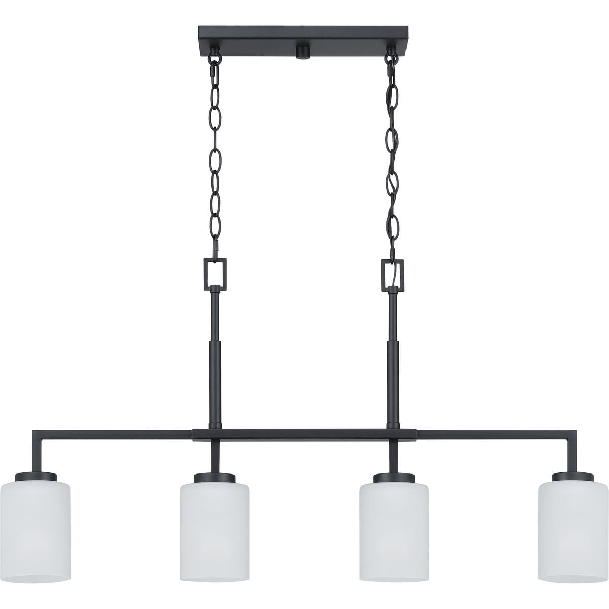 Progress Lighting Rexington 4-Light Matte Black Modern/Contemporary Etched Glass Linear Large Hanging Kitchen Island Light