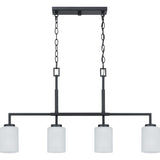Progress Lighting Rexington 4-Light Matte Black Modern/Contemporary Etched Glass Linear Large Hanging Kitchen Island Light