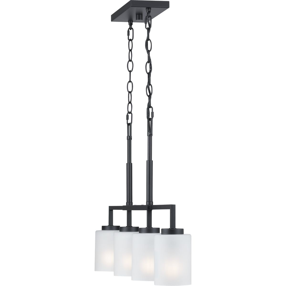 Progress Lighting Rexington 4-Light Matte Black Modern/Contemporary Etched Glass Linear Large Hanging Kitchen Island Light