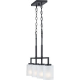 Progress Lighting Rexington 4-Light Matte Black Modern/Contemporary Etched Glass Linear Large Hanging Kitchen Island Light