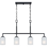 Progress Lighting Rexington 4-Light Matte Black Modern/Contemporary Etched Glass Linear Large Hanging Kitchen Island Light