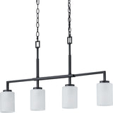 Progress Lighting Rexington 4-Light Matte Black Modern/Contemporary Etched Glass Linear Large Hanging Kitchen Island Light