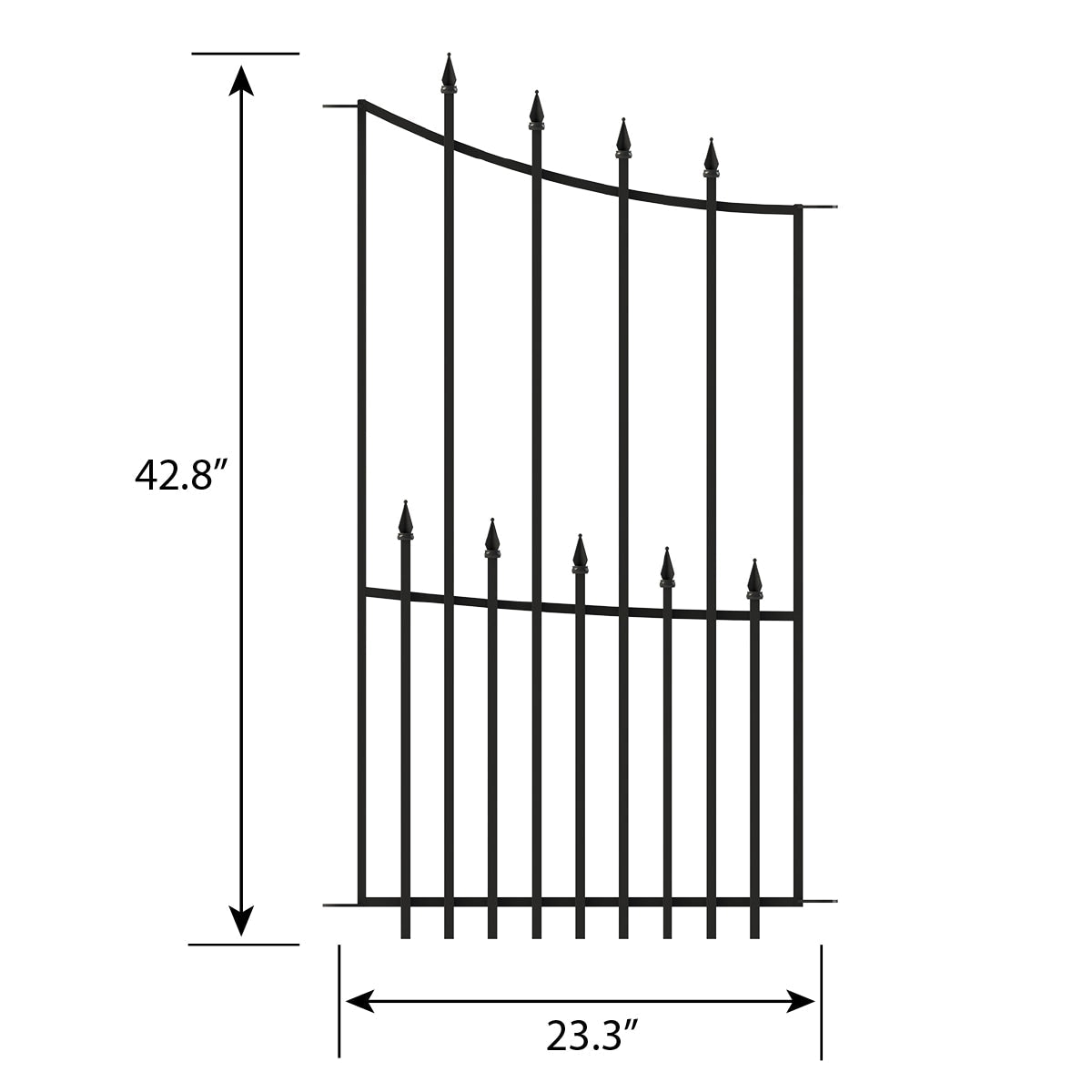 YARDLINK Right Transitional Panel 4-ft H x 2-ft W Black Steel Decorative Metal Pressed-point No Dig Decorative Fence Panel